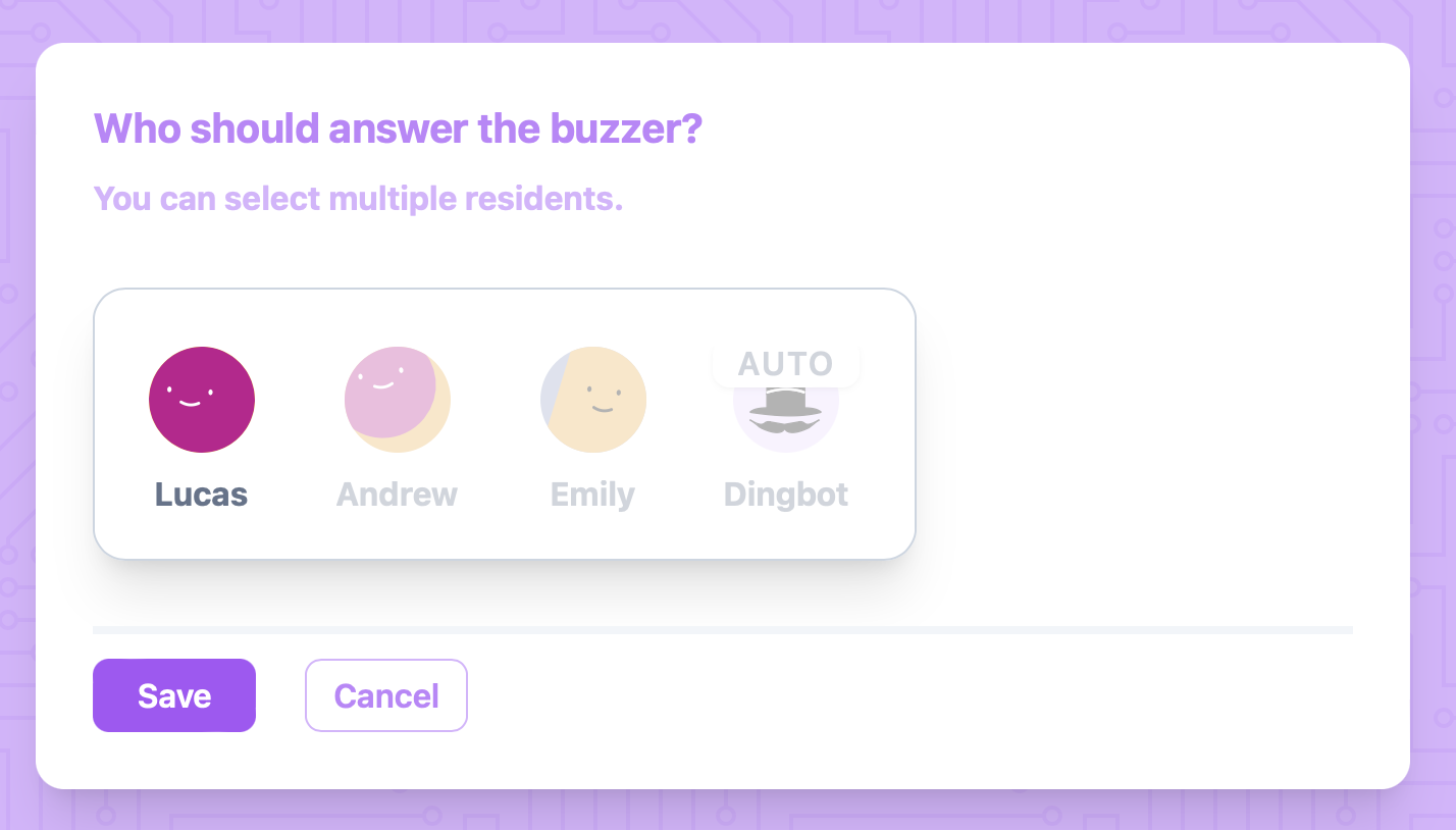 Screenshot showing the Change Buzzer screen.