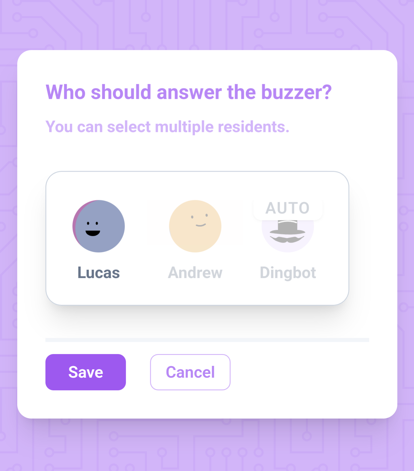 In app screenshot of the change buzzer screen